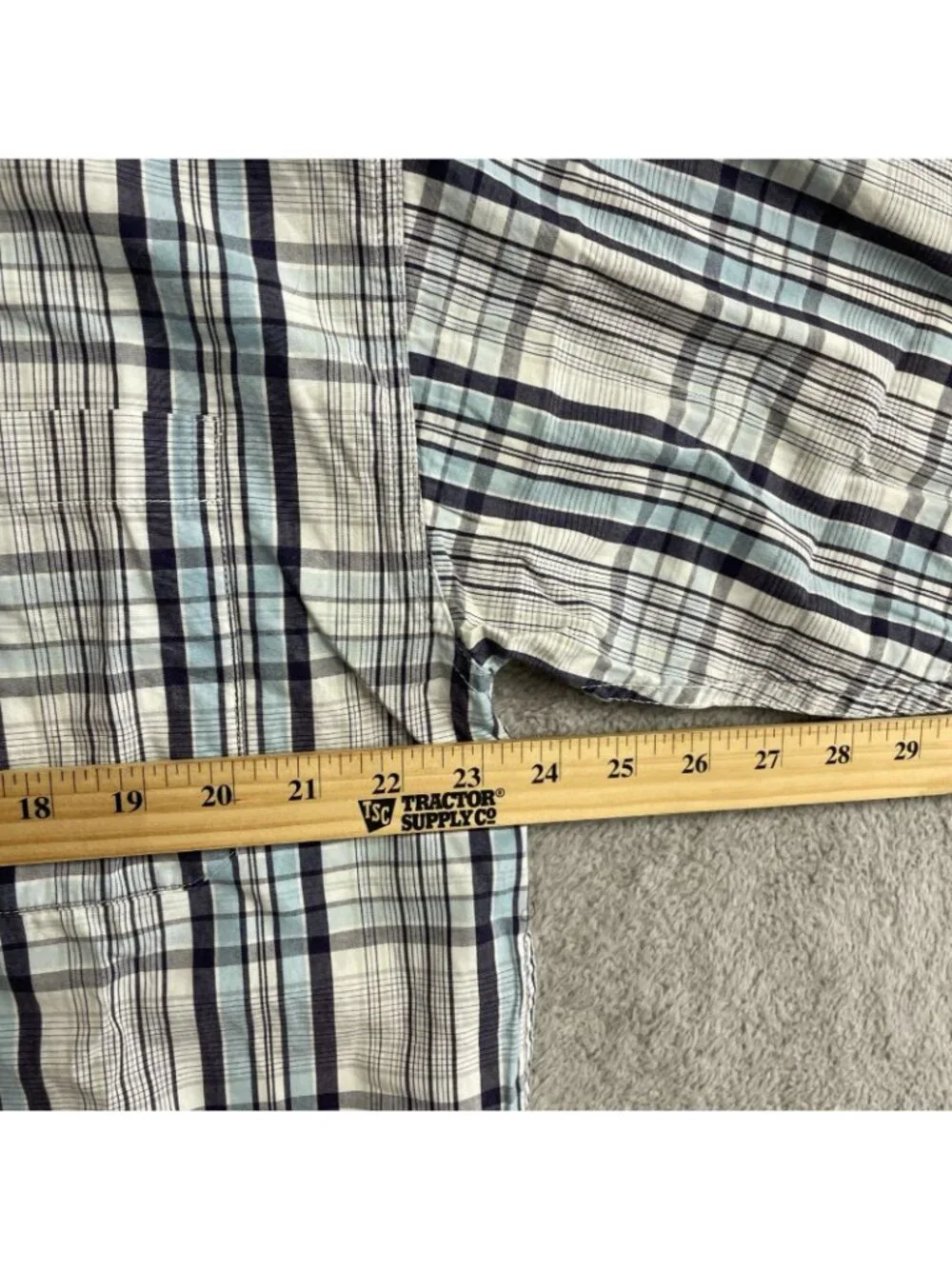 Jeep Men's L Plaid Button-Down Short-Sleeve Shirt Blue & White Casual Wear P0305